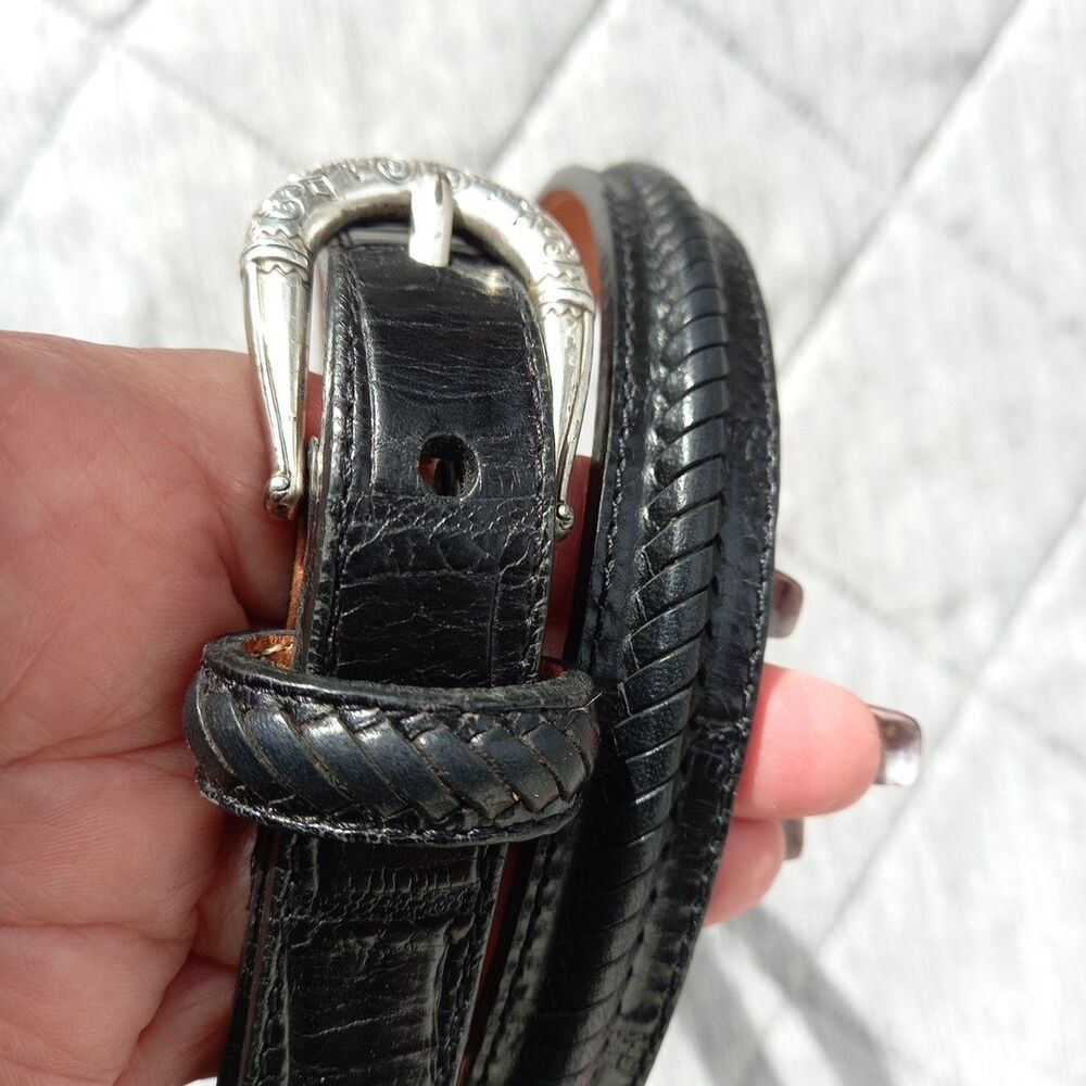 Brighton Black Leather XL belt with lacing, dot conchos & silver-tone buckle - Picture 8 of 8